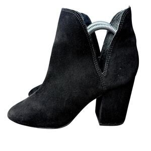 STEVE MADDEN Women 6.5 Rookie Black Suede Block Heel Ankle Booties